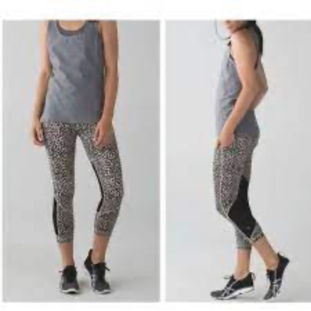 Lululemon Pace Rival Crop Leggings Ace Spot Grain Black Full-On Luxtreme size 4
